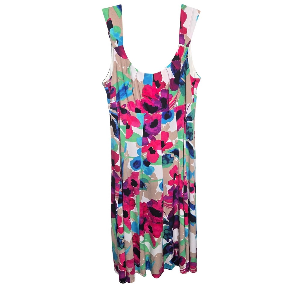 London Style Collection Dress Womens L Multicolor Floral Abstract Sleeveless